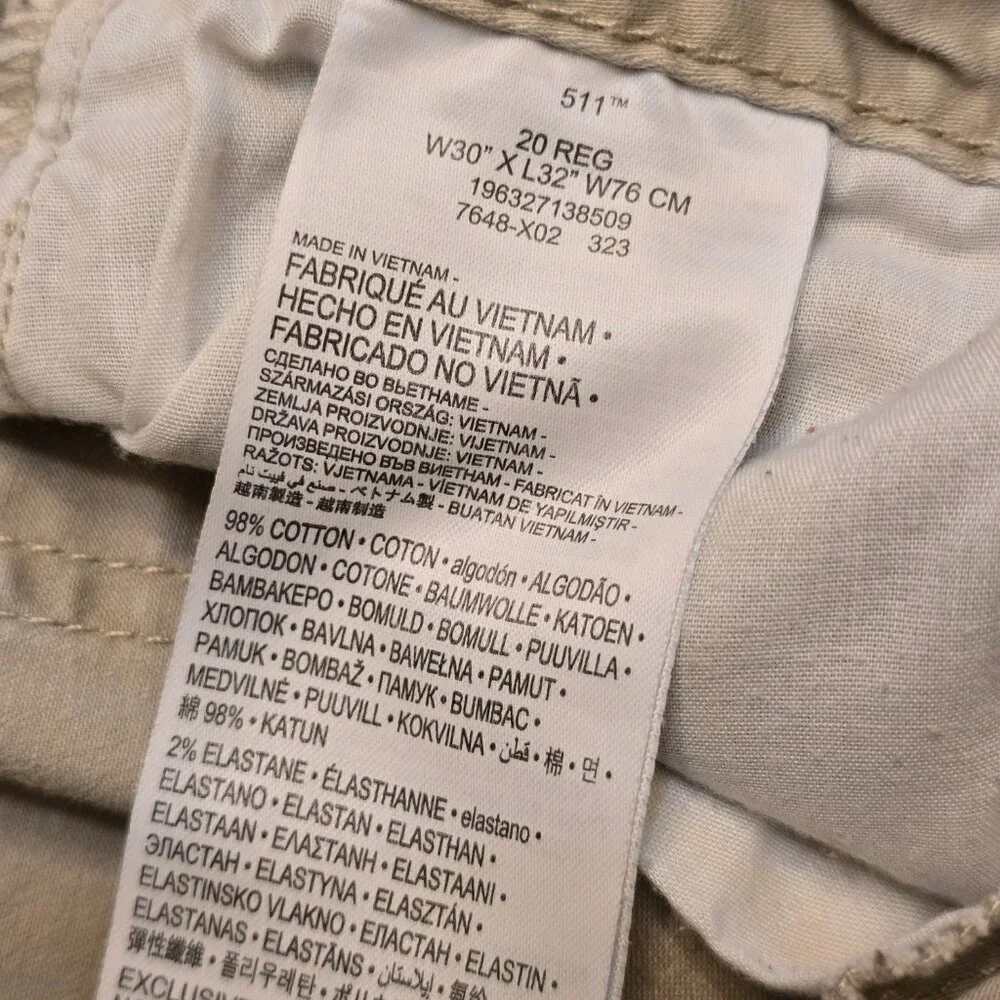 Big Boy's Khaki LEVI'S 511 Slim sz 20 Regular